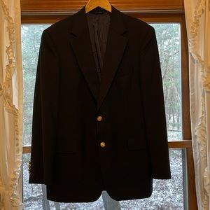 Brooks Brothers Mens Black Wool Suit Jacket Made in Canada Italian Fabric, 41R